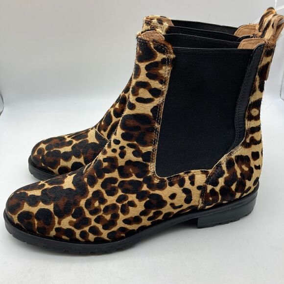 NWT Jack Rogers Margot Leopard Calf Fur Boots Size 9M Made in Brazil - Picture 1 of 11